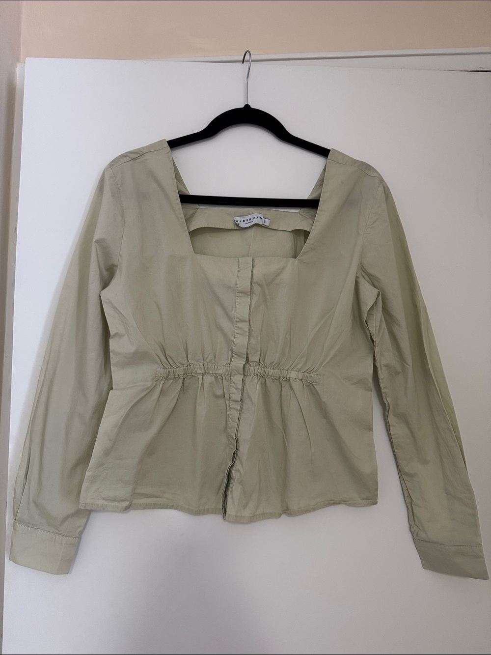 Women’s Sage Square-Neck Gathered Waist Blouse